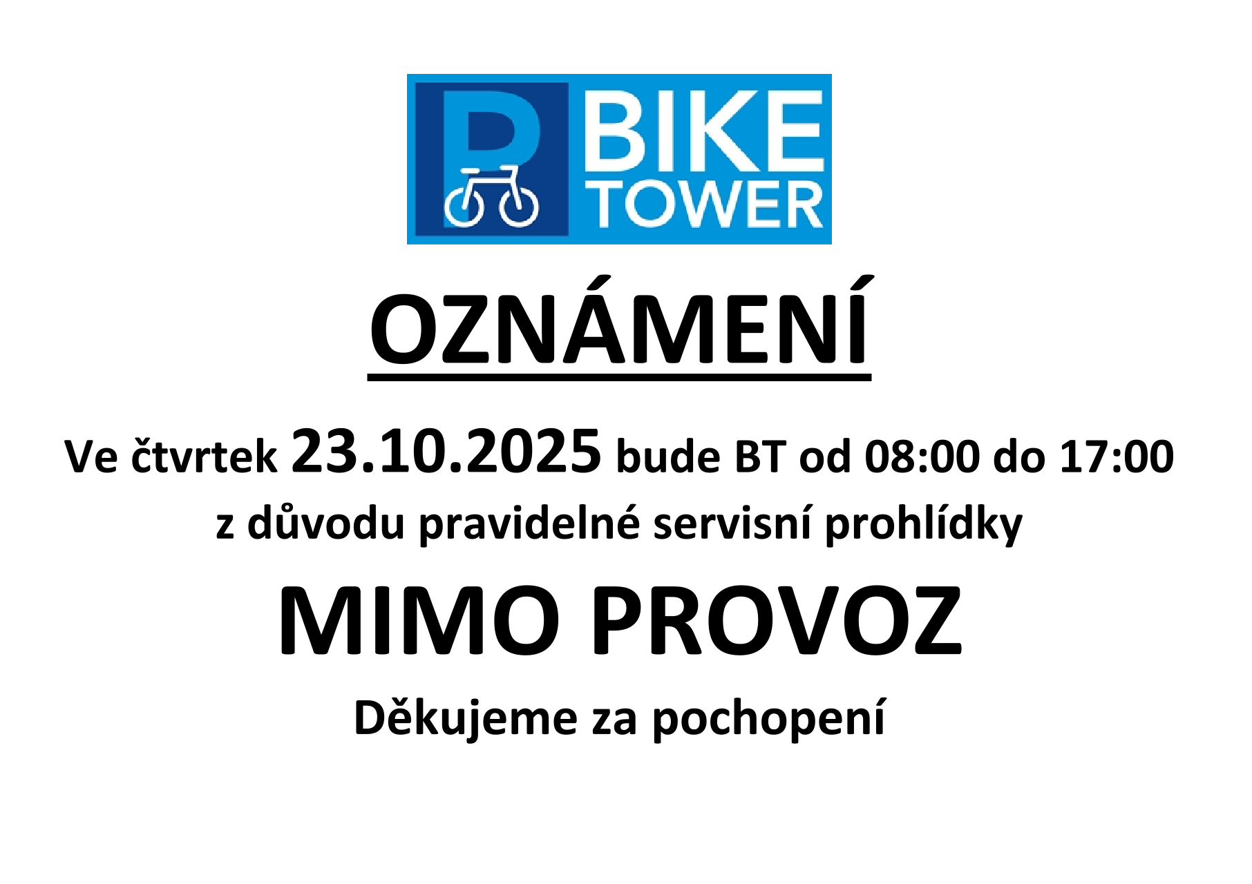Oznmen servisn prohldky 1